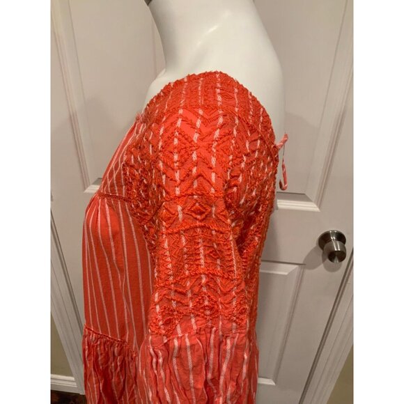 Free People Orange & White Striped Mini Dress, Size Small - Picture 6 of 9
